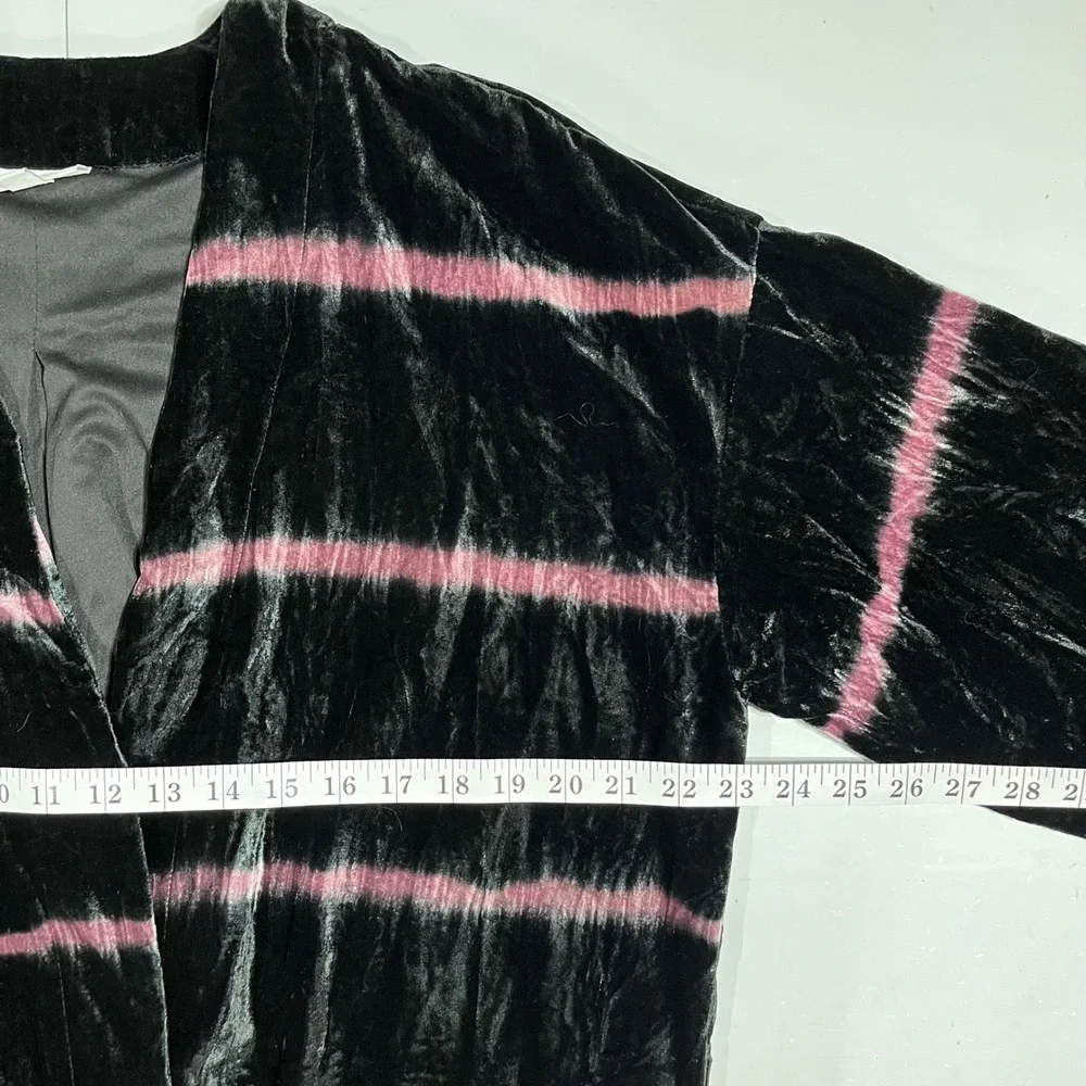 Pure Jill J Jill Velvet Kimono Duster Cardigan Black Stripe Womens Large Artsy